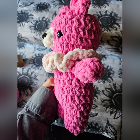 Chunky Pink Sparkly Crochet Bear Amigurumi Doll - Picture 7 of 11